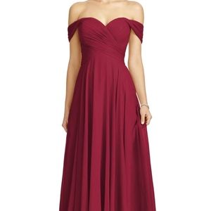 Dessy Collection Off the Shoulder Chiffon Gown
